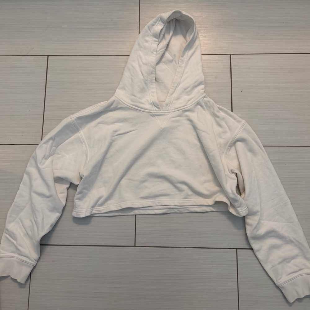 Lululemon Cropped White Hooded Sweatshirt